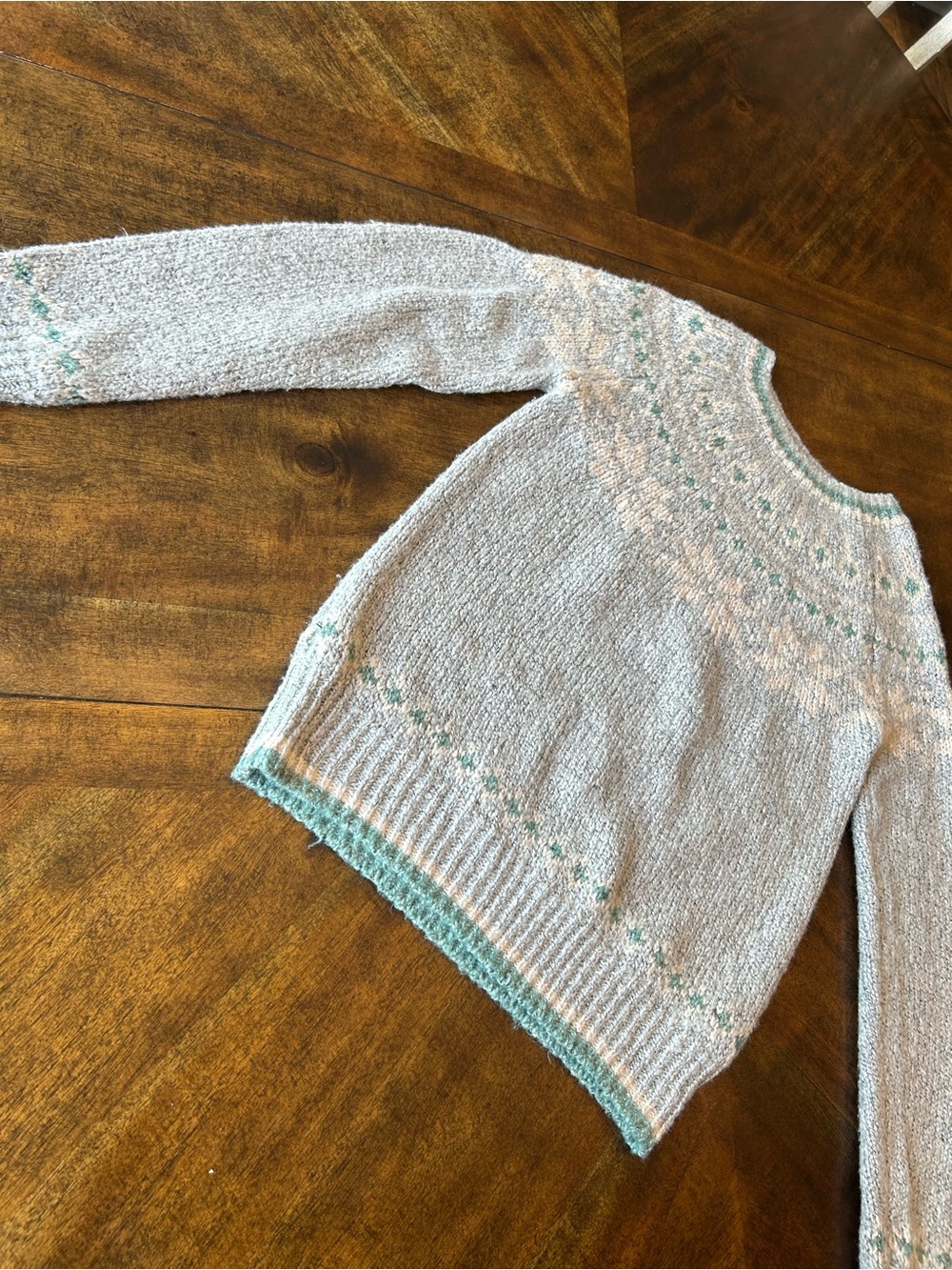Light blue/purple snowflake design cozy knit pullover sweater US S 6, UK S 10